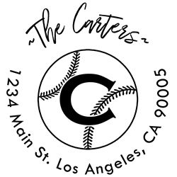 Baseball Outline Letter C Monogram Stamp Sample
